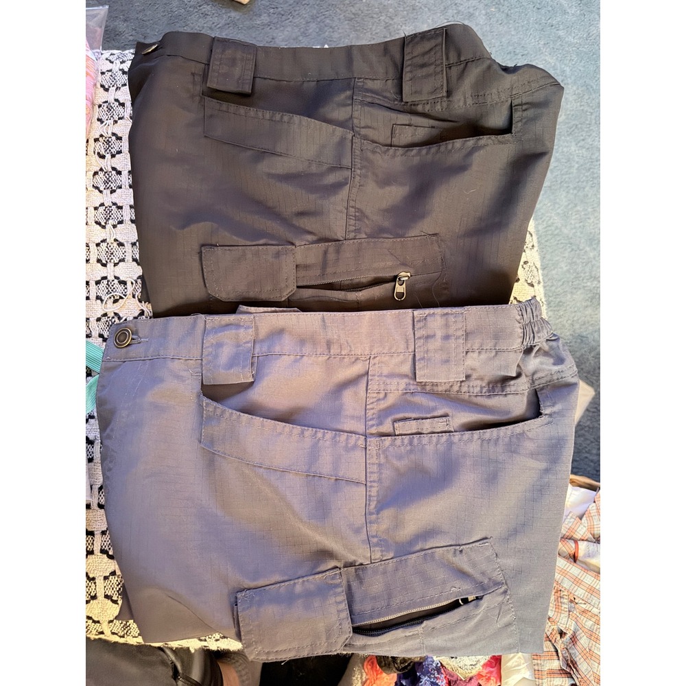 Tactical Cargo Shorts Mens Small Black and Grey Ripstop Multi-Pocket  (2 pairs)